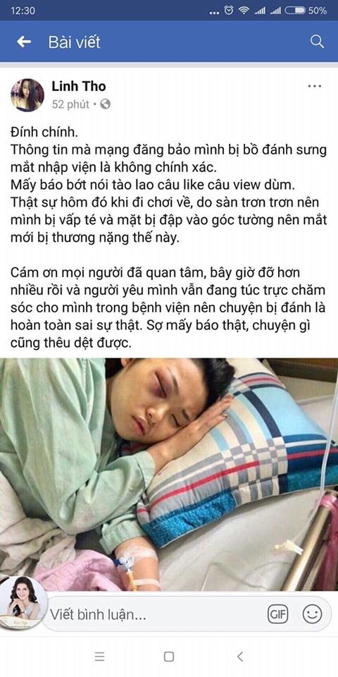 Linh Thỏ đính chính tin bị bồ đánh nhập viên với lý do làm ai cũng chỉ biết cười khẩy