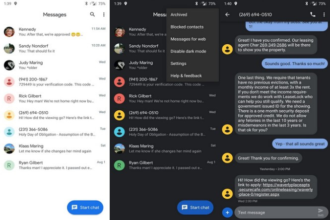 Google xóa tính năng Dark Mode khỏi Android Messages