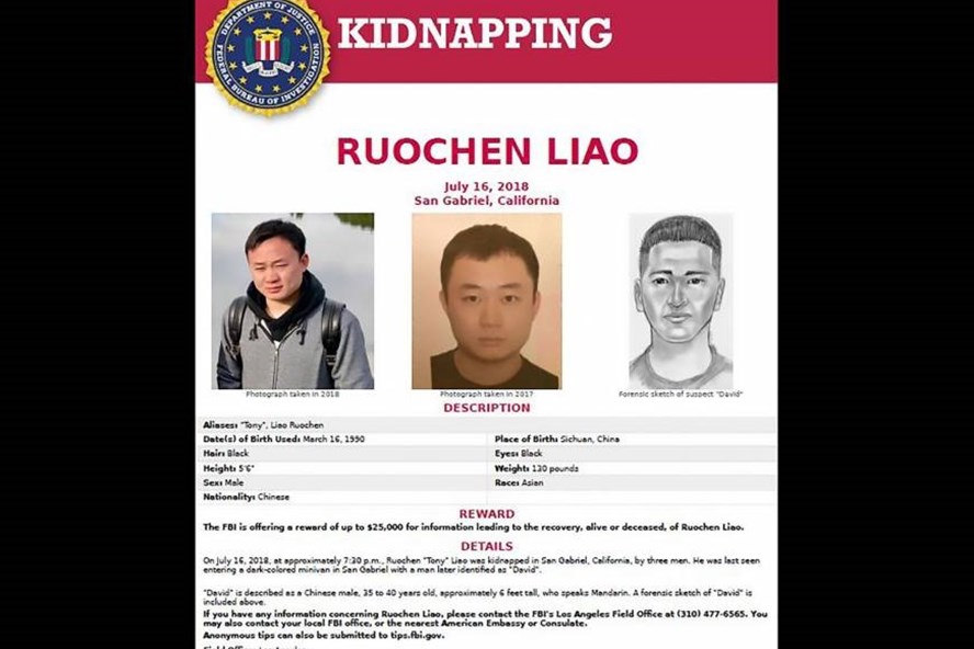 Công dân Trung Quốc bị bắt cóc ở Mỹ bị đòi tiền chuộc 2 triệu USD