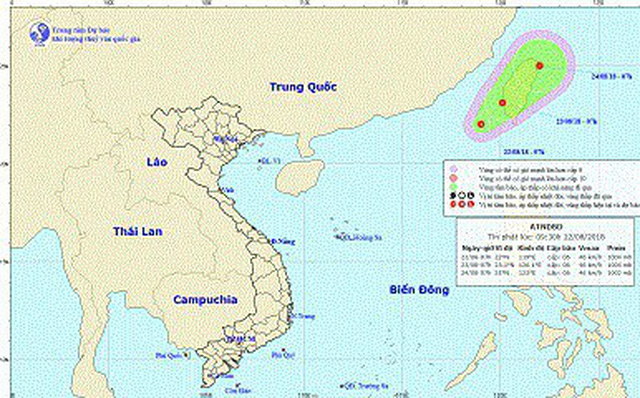 Xuất hiện áp thấp nhiệt đới ở đông bắc Biển Đông