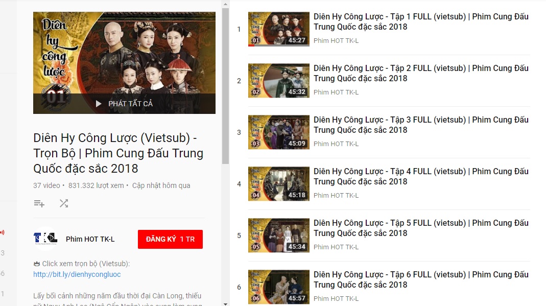 Phim Diên Hi Công Lược đã lên sóng lại trên Youtube Phim Diên Hi Công Lược đã lên sóng lại trên Youtube
