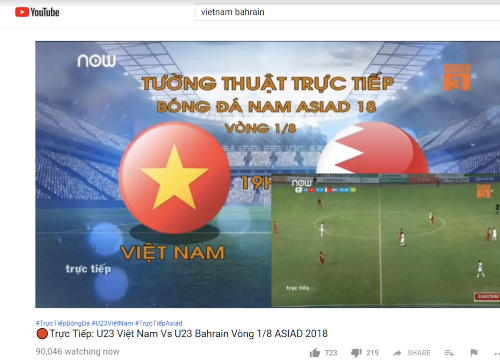Nhiều kênh YouTube, Facebook Việt Nam vẫn phát lậu Asiad 2018