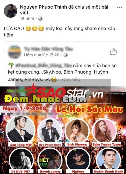 Noo Phước Thịnh tức giận vì đêm nhạc đăng poster lợi dụng tên tuổi nghệ sĩ