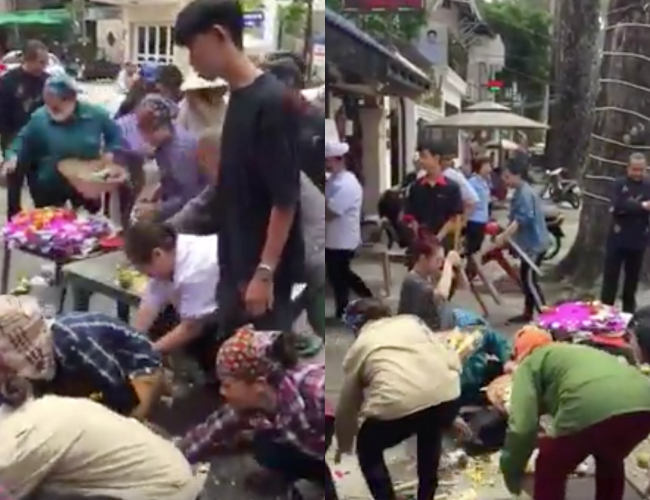 Gia chủ còn chưa thắp xong nén nhang đã bị người dân lao vào giành giật, vét sạch mâm đồ cúng cô hồn