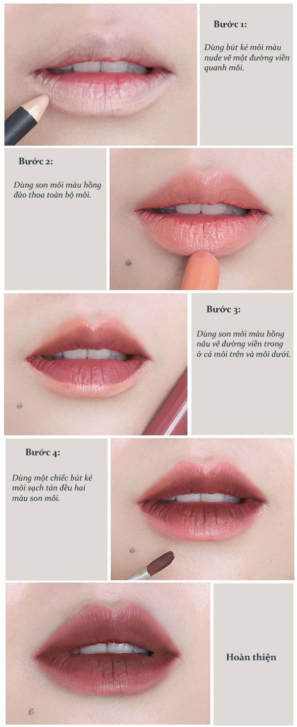 4 bước vẽ son môi ombre không cần trang điểm chuyên nghiệp cũng làm được