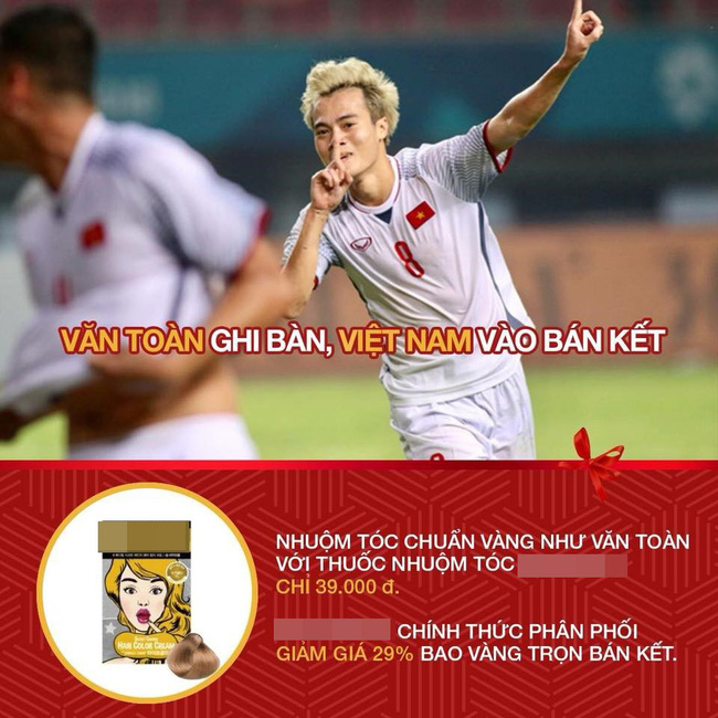 Văn Toàn ghi bàn giúp Việt Nam vào bán kết ASIAD, thuốc nhuộm tóc vàng giảm giá kịch sàn, người tên Toàn nhận ưu đãi khủng