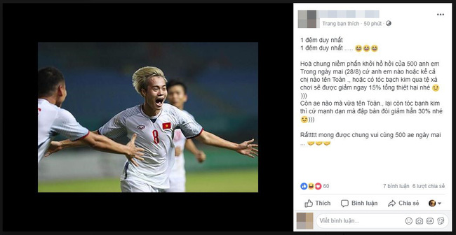 Văn Toàn ghi bàn giúp Việt Nam vào bán kết ASIAD, thuốc nhuộm tóc vàng giảm giá kịch sàn, người tên Toàn nhận ưu đãi khủng