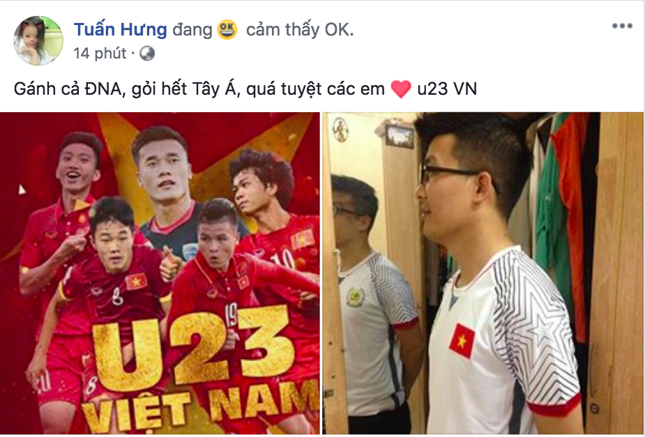 Sao Vbiz vỡ oà sung sướng khi Văn Toàn ghi bàn, đưa Việt Nam vào bán kết ASIAD 2018