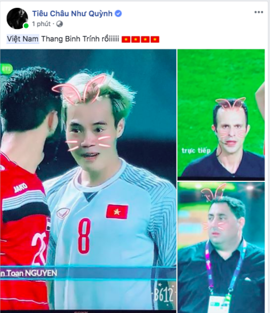 Sao Vbiz vỡ oà sung sướng khi Văn Toàn ghi bàn, đưa Việt Nam vào bán kết ASIAD 2018