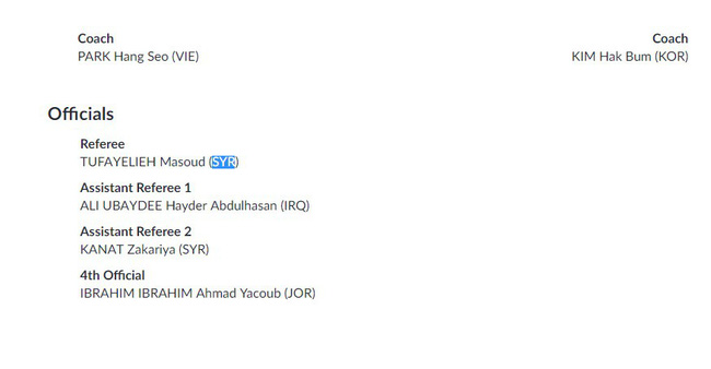 Trọng tài người Syria bắt chính trận bán kết giữa Olympic Việt Nam và Hàn Quốc, trùng hợp bất ngờ với trận đấu cách đây 1 năm