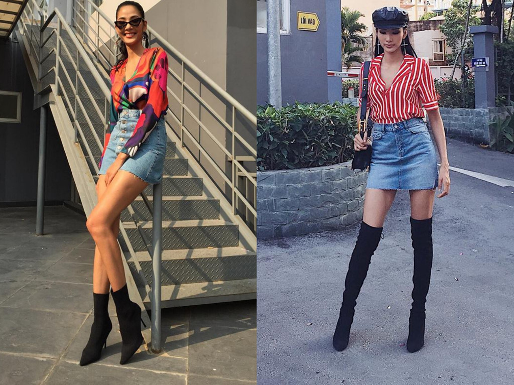 Hoàng Thùy luôn mang boots cao tới đùi giữa mùa hè