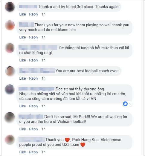 Gửi lời xin lỗi nhưng fanpage của HLV Park Hang Seo vẫn nhận hàng loạt bình luận chỉ trích khiếm nhã