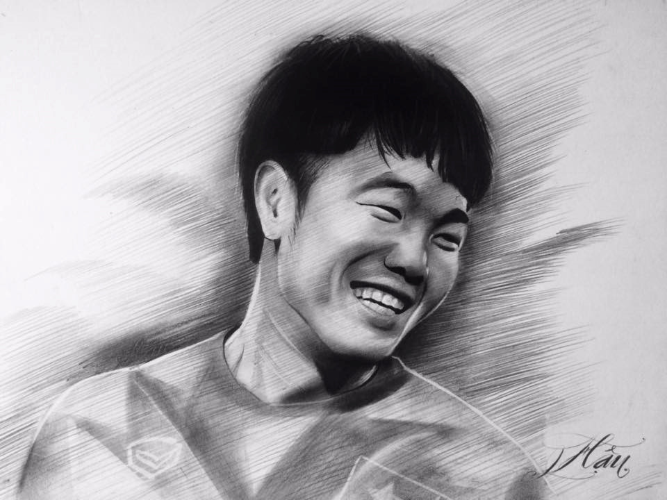 9X Quảng Ngãi vẽ chân dung các cầu thủ để cảm ơn Olympic Việt Nam