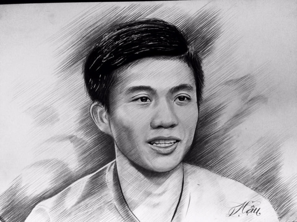 9X Quảng Ngãi vẽ chân dung các cầu thủ để cảm ơn Olympic Việt Nam