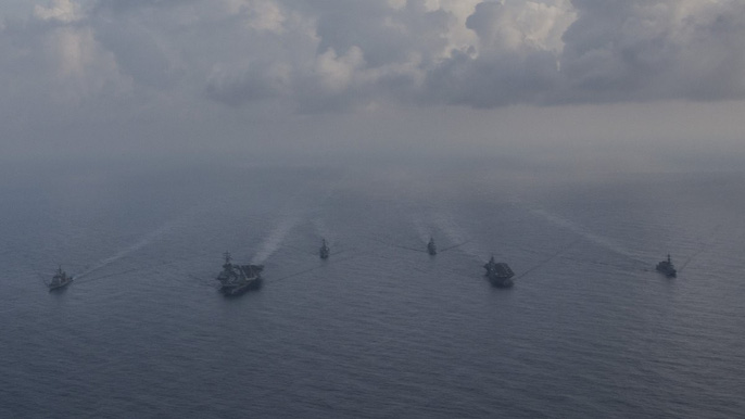 Tàu sân bay Mỹ - Nhật tập trận chung ở biển Đông