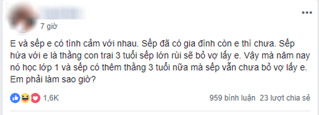Cặp kè với sếp từ khi con người ta mới ẵm ngửa đến lúc có nhóc thứ hai, cô gái hỏi chị em cách nâng hạng thành sếp bà