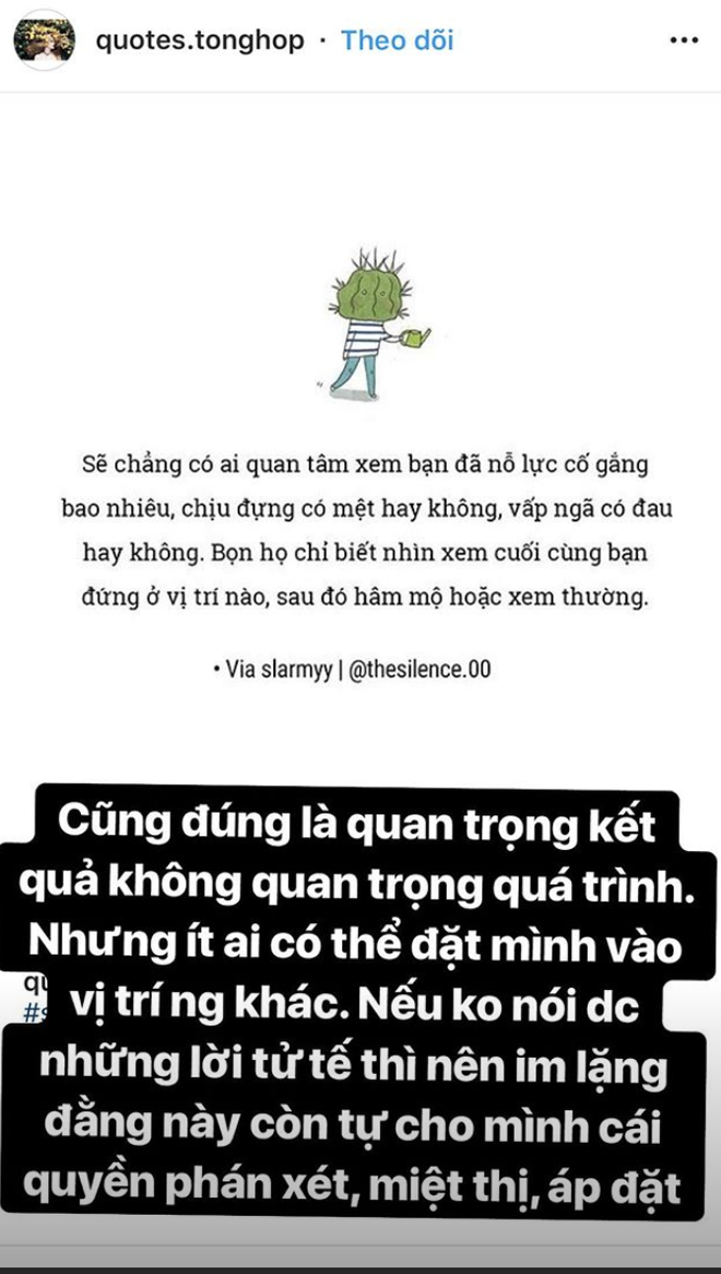 Bạn gái Quang Hải viết story siêu gắt: Nếu không nói được lời tử tế thì nên im lặng