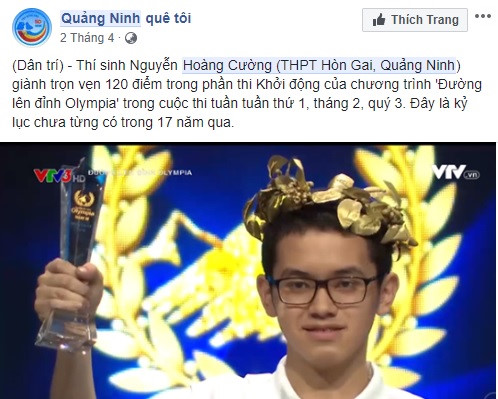 Hoàng Cường trở thành tân quán quân Đường lên đỉnh Olympia năm 18