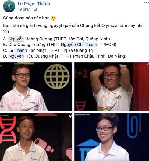 Hoàng Cường trở thành tân quán quân Đường lên đỉnh Olympia năm 18