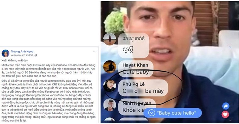 Facebooker Việt chửi CR7 qua livestream: Nạn ngôn từ rác trên MXH