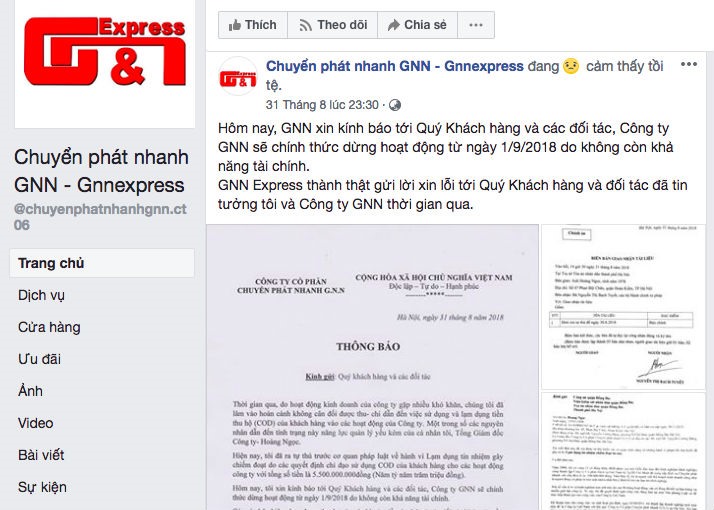 GNN Express lạm dụng 5 tỷ tiền thu hộ (COD) vừa phá sản: Cơ hội đòi tiền của các shop rất mong manh