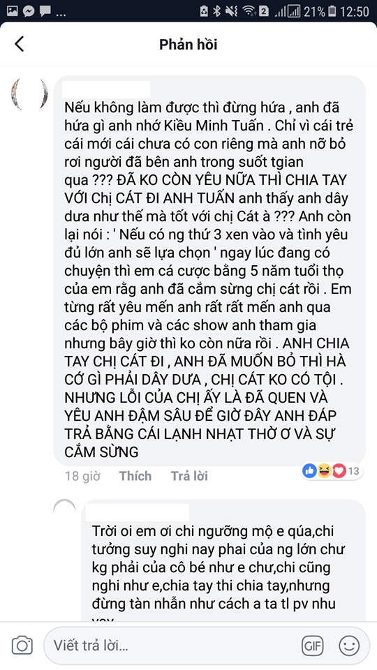 Kiều Minh Tuấn bị fan Cát Phượng ném đá dữ dội vì tuyên bố nếu có người thứ ba và tình yêu đủ lớn, tôi sẽ lựa chọn