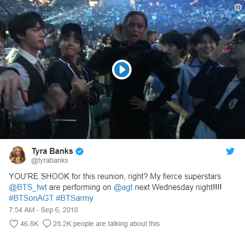 Tyra Banks phấn khích khi BTS chính thức xác nhận biểu diễn tại Americas Got Talent 2018