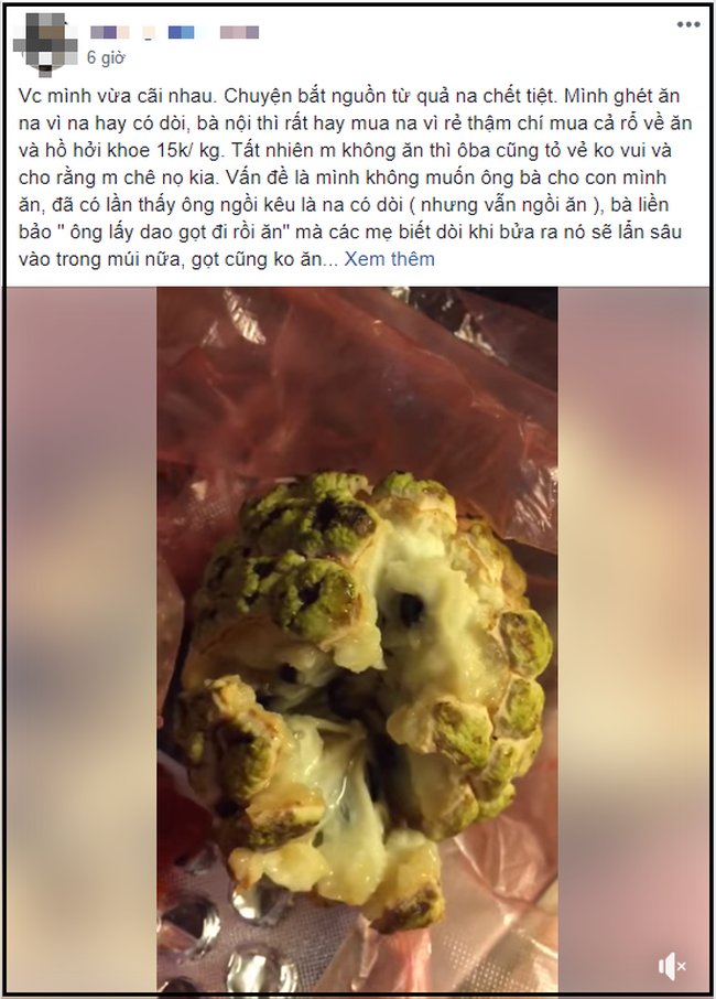 Nàng dâu tức giận tố mẹ chồng cho cháu ăn quả na có giòi, chị em đã chẳng bênh còn trách thêm vì điều này