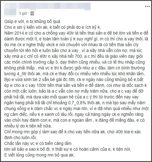 Nàng dâu trẻ khốn khổ vì không cho anh chồng vay 100 triệu trả nợ xây nhà, biết ngọn nguồn ai cũng phẫn nộ thay
