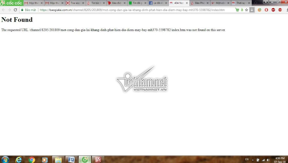 Thông tin tìm thấy máy bay MH370 trên báo Gia Lai là hoang tin