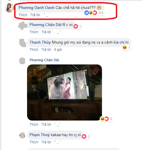 Phương Oanh vừa xem Quỳnh Búp Bê, vừa lên mạng chia sẻ niềm vui khi đánh được Thu Quỳnh