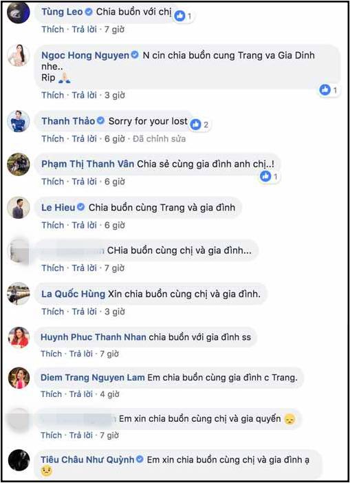 Loạt sao Việt gửi lời chia buồn khi biết tin bố chồng Đoan Trang qua đời