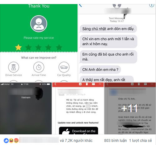 Trải nghiệm kinh hoàng của cô nàng xinh đẹp đi taxi công nghệ gặp ngay tài xế dê, ôm ấp sàm sỡ còn nhắn tin quấy rối