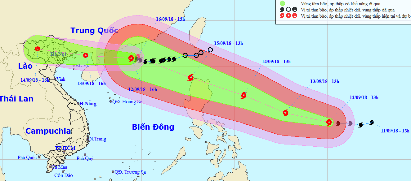 Bão số 5 đổi hướng, tăng tốc hướng vào đất liền