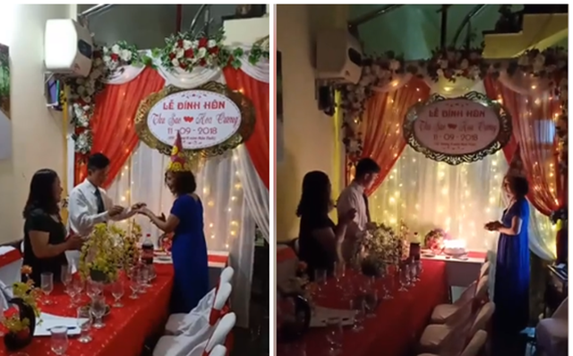 Chú rể 26 tuổi tổ chức lễ đính hôn lãng mạn như mơ trong ngày sinh nhật của cô dâu 61 tuổi