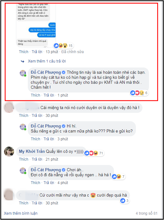 Cát Phượng lên tiếng khi bị tố là người đứng sau giật dây chuyện tình Kiều Minh Tuấn và An Nguy