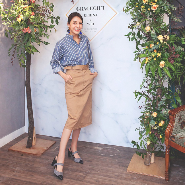 Tạm cất những thiết kế mỏng manh mềm mại, chân váy mùa thu năm nay lại thiên về kiểu đứng dáng thế này