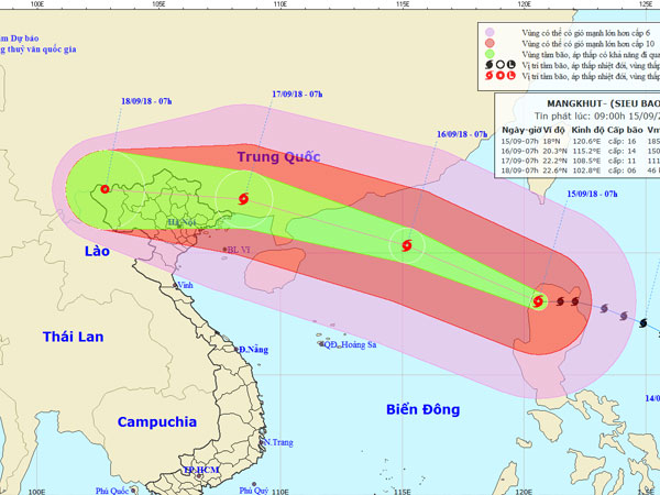 Tin bão mới nhất: Mangkhut khả năng đổ bộ Trung Quốc, tâm bão cách Móng Cái 100km