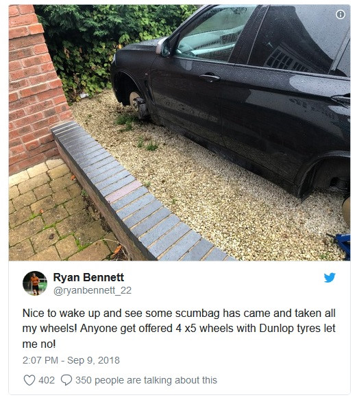 BMW X5 bị tháo cả 4 bánh trong lúc chủ xe đang ngủ