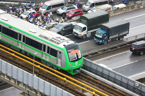 5 đoàn tàu Cát Linh - Hà Đông chạy thử toàn tuyến