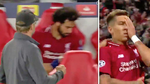Salah ném chai nước tức giận khi Firmino ghi bàn