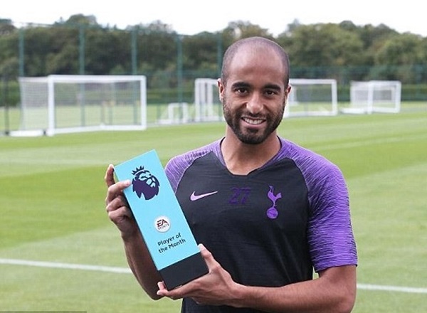 Tiền vệ Lucas Moura của Tottenham giành danh hiệu Cầu thủ xuất sắc nhất tháng 8