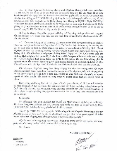 Vụ án chìm ca nô ở Cần Giờ (Tp.HCM): Ông Vũ Văn Đảo khiếu nại lần 2