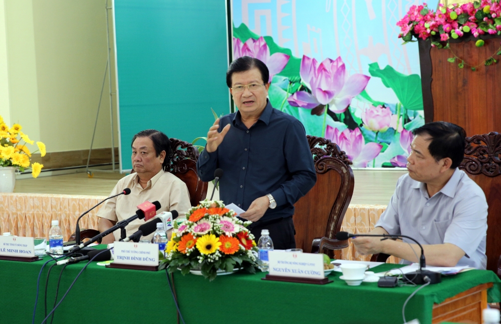 Phó Thủ tướng Trịnh Đình Dũng thị sát phòng chống lũ ở Đồng bằng sông Cửu Long