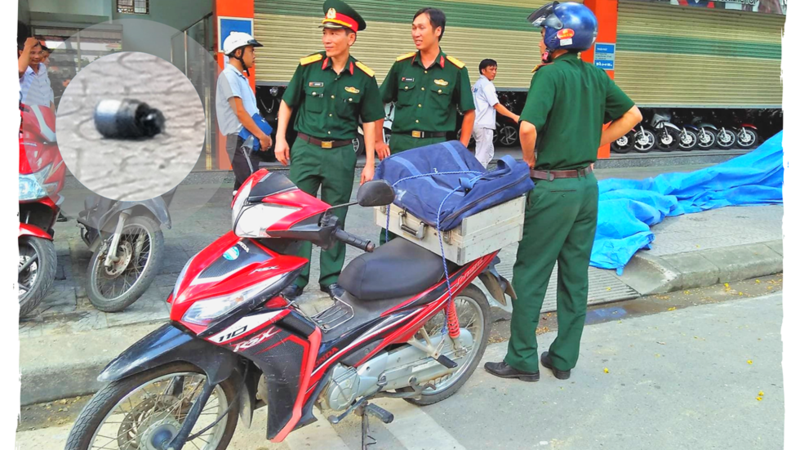 Vật thể lạ giống mìn khiến người dân Huế lo lắng chỉ là bình hơi pháo giấy