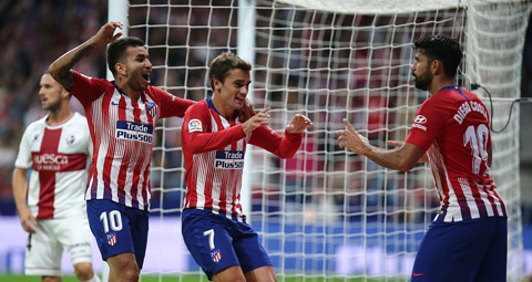 Atletico 3-0 Huesca: Griezmann đưa Atletico vào top 3