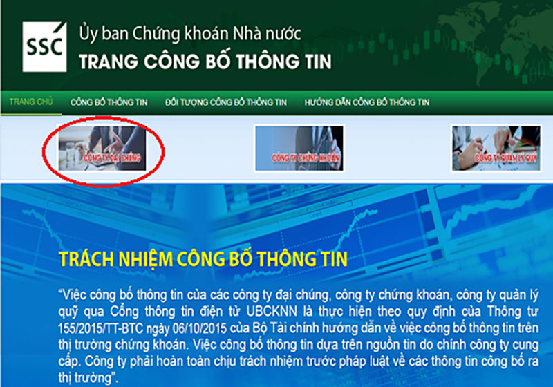 Trang công bố thông tin của UBCKNN dính lỗi không truy cập được công bố của công ty đại chúng