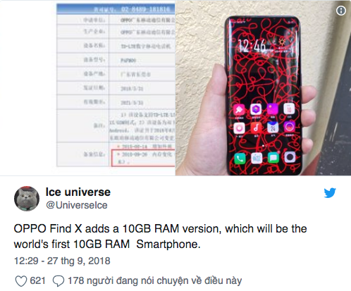 Oppo Find X có thêm phiên bản 10GB RAM?