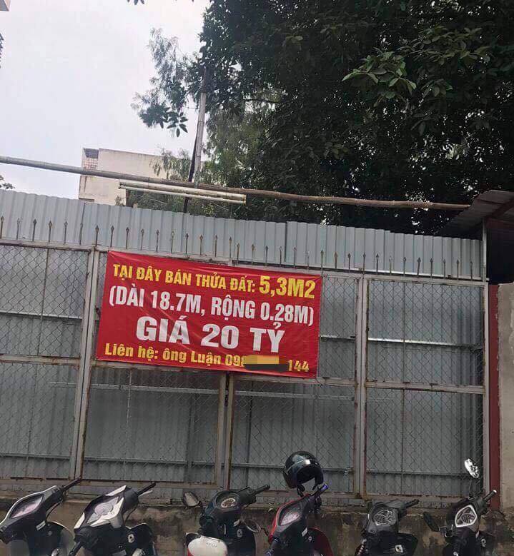Miếng đất 5,3m2 được rao bán 20 tỷ tại Hà Nội gây sốc giới bất động sản
