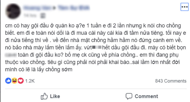 Vợ trẻ ra hàng gội đầu cũng bị chồng mắng như gái ngành, biết cặn kẽ lý do nhiều người còn mắng cô vợ thêm